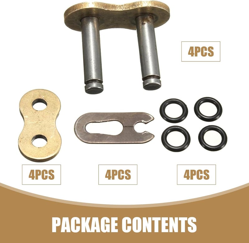 Downhill 4 PCS 520 Chain Master Link, Metal Chain Connecting Links with O-Ring, Heavy Duty Masterlink Connector Replacement, Universal for Motorcycle, Dirt Bike (Gold) - Image 4